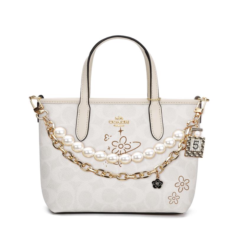 

COACH handbag [Customized Bag] City 15 Slow Engraving Detachable Shoulder Strap Classic Presbyopia Print Casual Picking Flowers Gift Bag Style білий