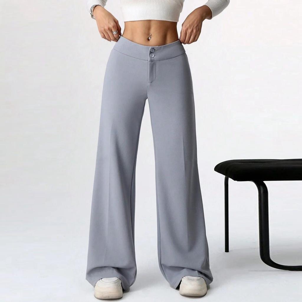 Women's Fashionable, Casual, Versatile High-waisted Loose Elastic Slightly Flared Wide-leg Trousers