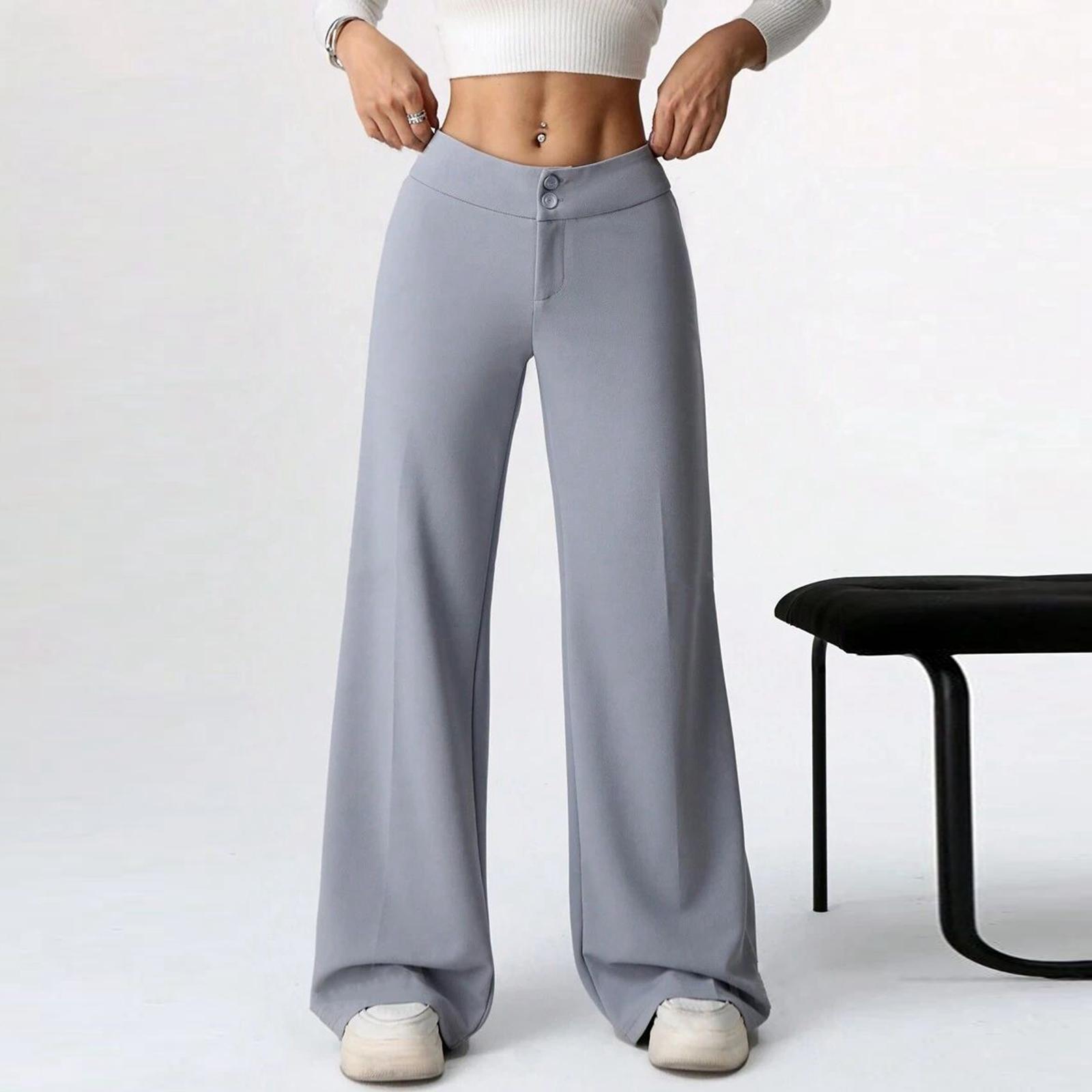 Women s Fashionable. Casual. Versatile High-waisted Loose Elastic Slightly Flared Wide-leg Trousers S