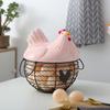 Storage Basket Iron Ceramic Hen Ornament Egg Fruit Container with Handle Kitchen Supplies