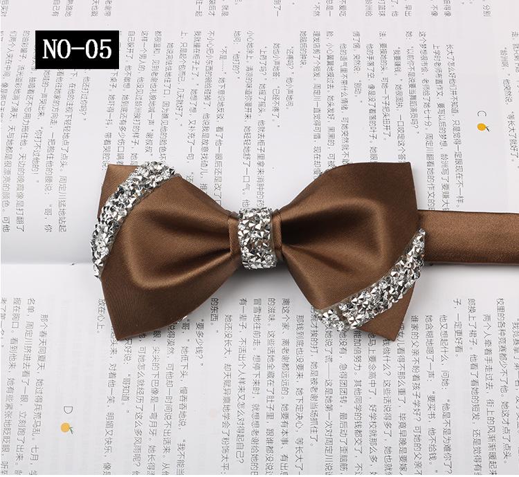 Sticky Diamond Bow Tie Men'S Solid Burgundy Wedding Groom Banquet Host Satin Bow Bow