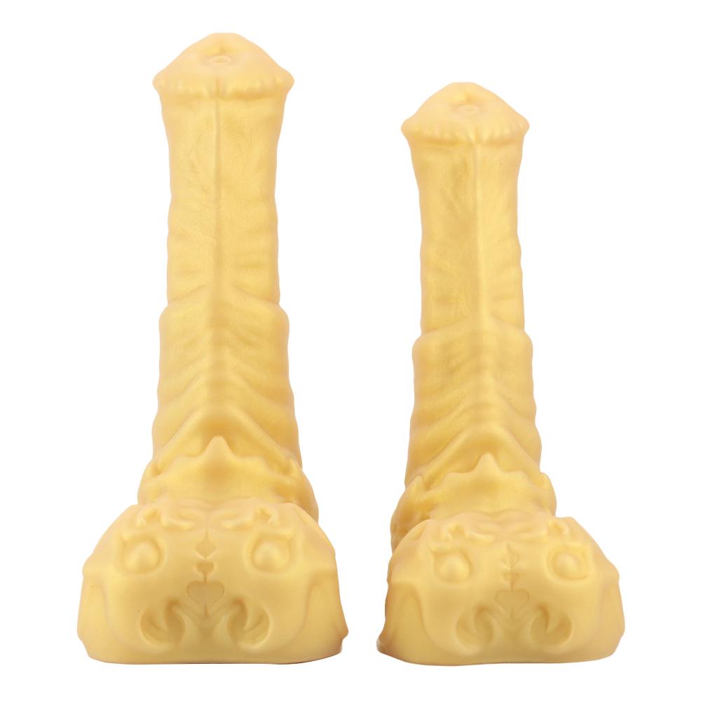 Goldenes Alien-Pferd Weiblicher Masturbator: Riesiger Anal-Dilatator-Plug-Spielzeug
