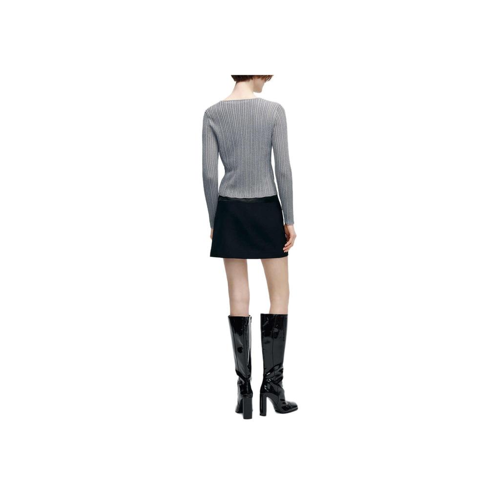 Karl Lagerfeld French Elegant Daily Office Commuting Dating Outfit Light Luxury Texture Knit Sweater Women tops Gray K26L2203