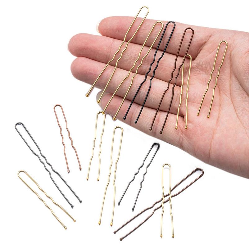50PCS U Shaped Alloy Hairpins Waved Hair Clips Metal Black Bobby Pins Barrettes Bridal Hairstyle Tools Hairpin  Gifts