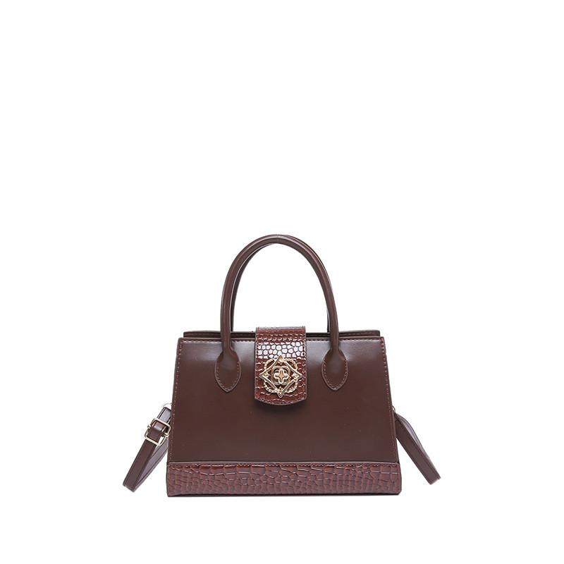 

Elegant Lightweight Versatile Square Shoulder Bag With Stylish Buckle Closure For Women коричневий