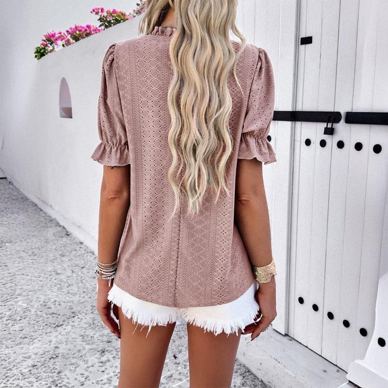 Casual Vacation Short-sleeved T-shirt Cardigan Top Shirt Women's Autumn and Winter Independent Station