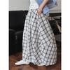 Johnature Summer Japanese Casual Plaid Skirt Three-dimensional Silhouette Fluffy Long Skirts Women