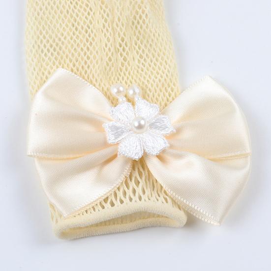 Lace Short Gloves for Little Girls 4-8 Years Tea Party Wedding Flower Gloves with Bow Kids Princess Dressing Gloves for First Communion Wedding Prom