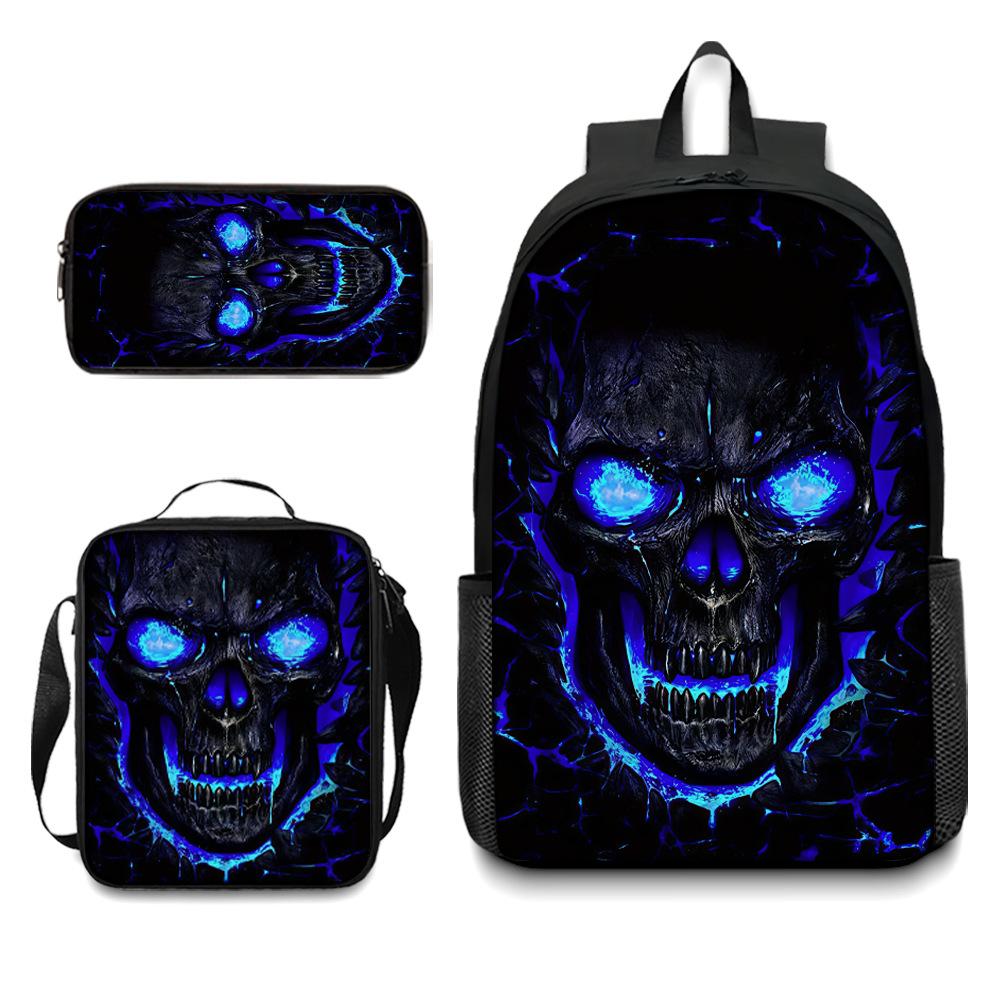 Peripheral backpack, skull schoolbag, student backpack pencil case