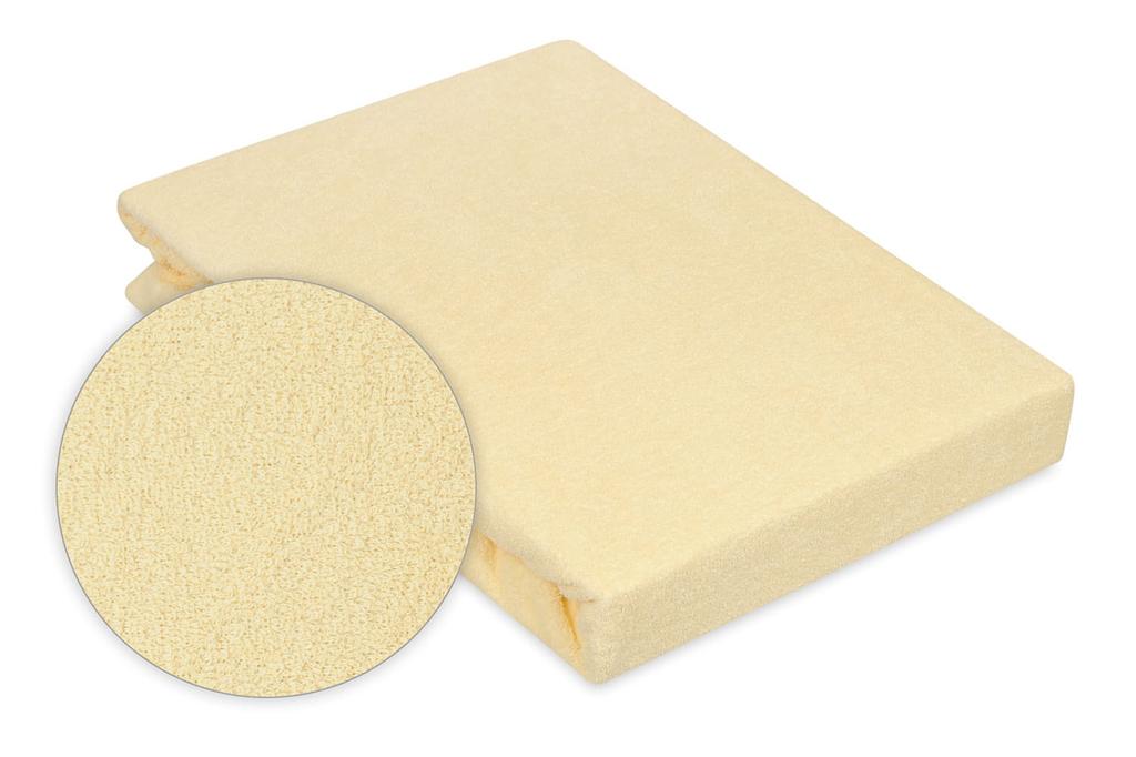 Prześcieradło frotte z gumką 210/220x190/200 premium pastelowo żółte