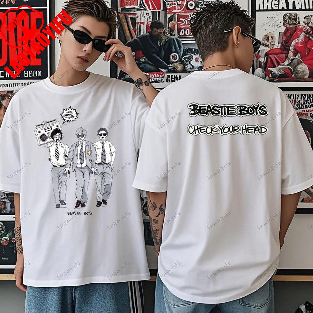 Beastie Boys T-Shirt Check Your Head T-Shirt Amerikanische Hip-Hop-Gruppe Schlichtes Modedesign Kurzarm-T-Shirt