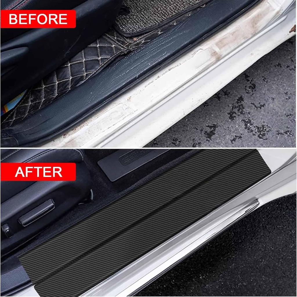 Car Door Sill Protector, 9PCS Carbon Fiber Car Bumper Protector | Car Door Sill Strip,Rear Bumper Protective Film,Universal Automobile Accessories