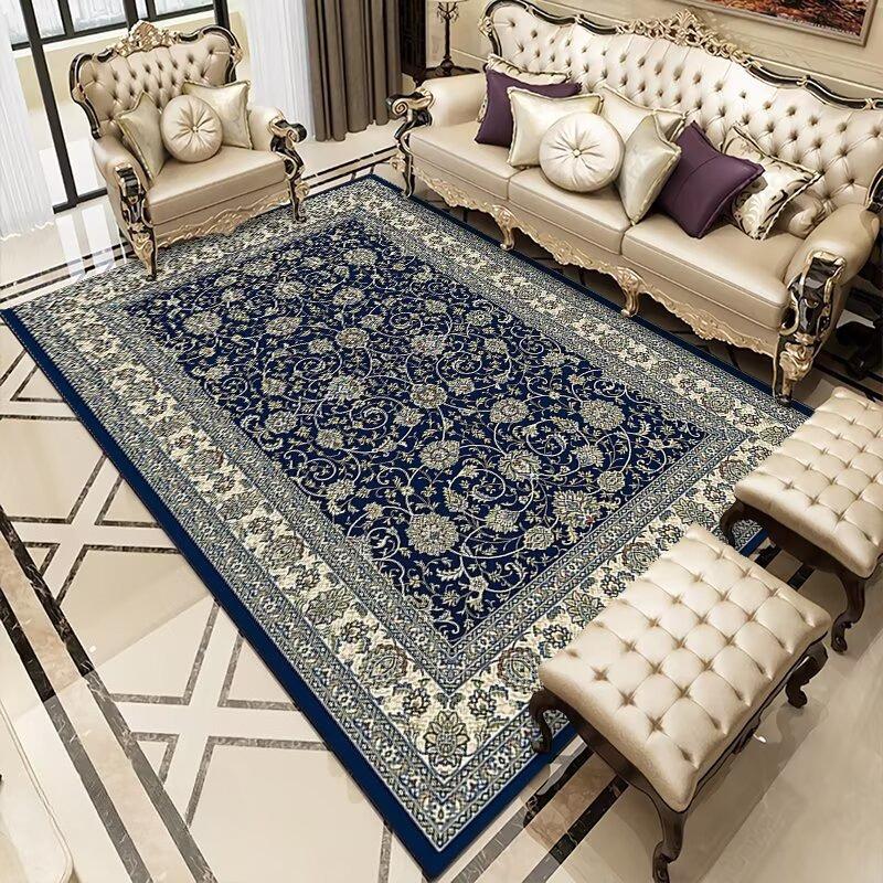 Classical Style Floor Mat Non-Slip Living Room Customizable Floor Rug Bedroom and Living Room Washable Soft Carpet Home Dcor