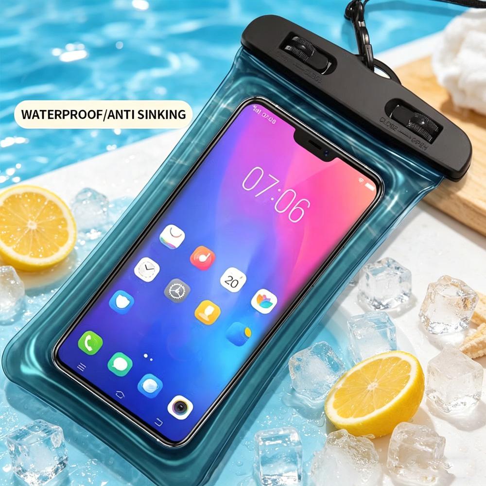 Floating Airbag Phone Waterproof Pouch With Lanyard, High Transparent Touch Screen Waterproof Phone Case For Beach Swimming Surf