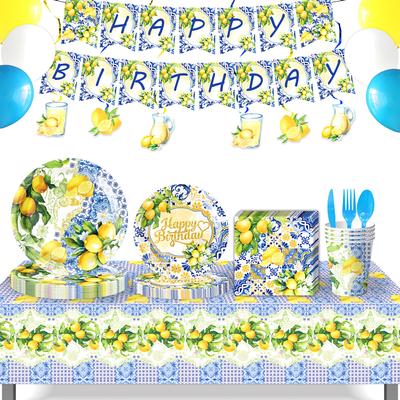 Lemon Birthday Theme Party Supplies Birthday Decoration Party Atmosphere Layout Props Tableware Banners Tablecloth