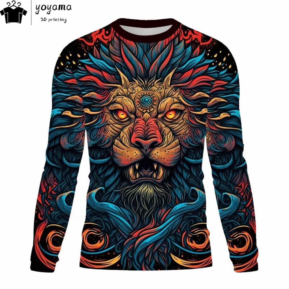

Мужская одежда с принтом льва Футболки с 3D-принтом и рисунком льва Модная мужская футболка с длинным рукавом Мужская одежда Футболка Мужская одежда 6XL