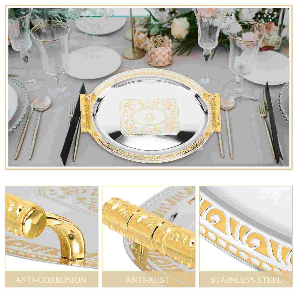 Tableware Tray Food Serving Handle Design Stainless Steel Dessert Storage Cup Afternoon Tea