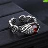 Pixiu  Ring Retro Feng Shui Amulet Open Adjustable Ring Buddhist Mani Mantra Wealth Ring Wealth Lucky Jewelry Ring