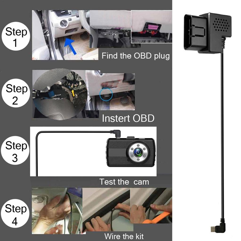 Car Hardwire Plug And Play 12V/24V To 5V Step-Down Hardwire USB Adapter Cable For Parking Lot Road Trips Daily Driving Overnight