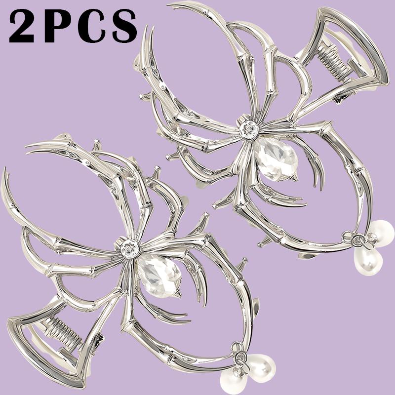 

Women s Y2K Sweet Personalized Hair Clip Rhinestone Imitation Pearl Alloy Metal Skull Spider Claw Design for Daily Use