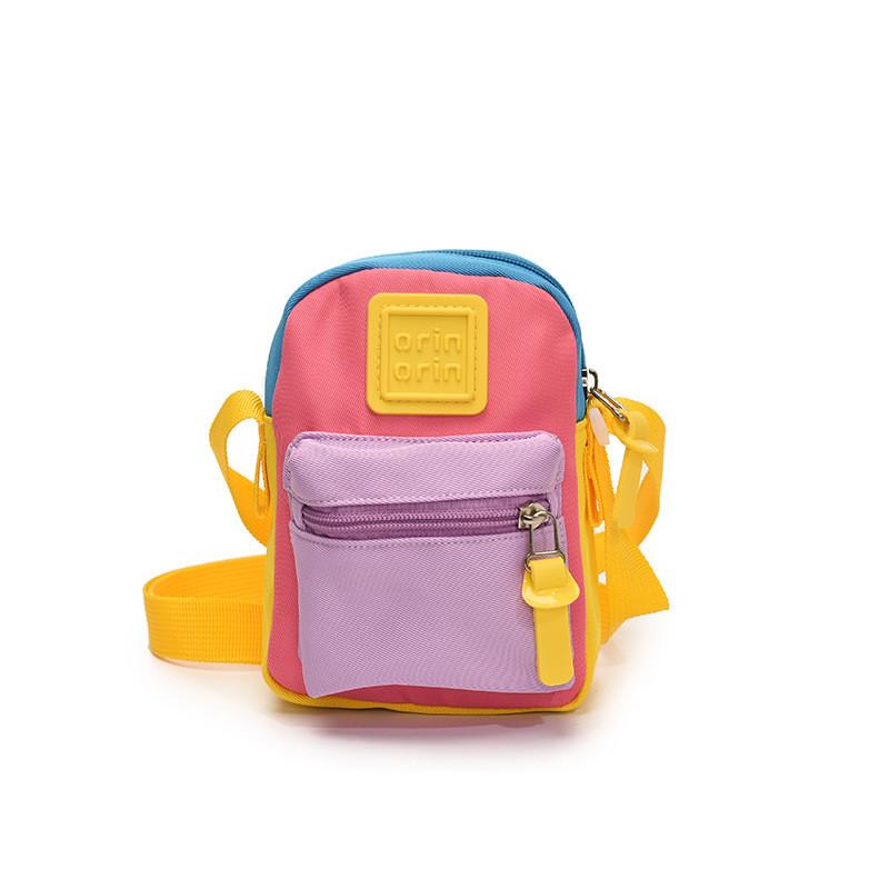 

Block Canvas Color Shoulder Bag With Suture Design Messenger Bag For Child Daily фиолетовый