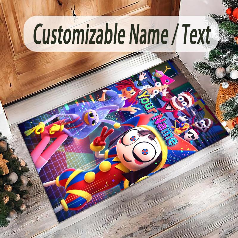 Personalized Crystal Velvet Carpet Custom Name Text,The Amazing Digital Circus Anti Slip Area Rug For Home Decoration