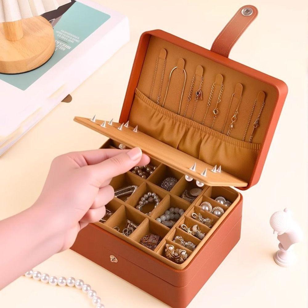 Multilayer Jewelry Holder PU Jewelry Storage Case Fashion Square Jewelry Box  Travel