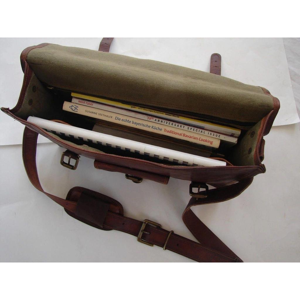 Genuine Men's Vintage Brown Shoulder Laptop leather bag Leather Messenger Bag