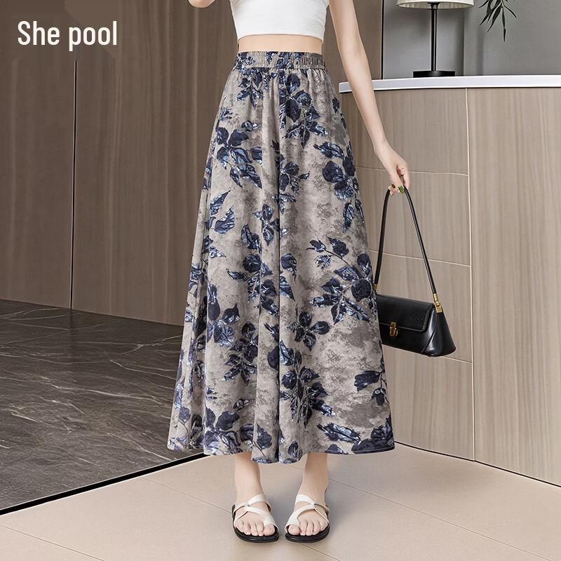 Chinese Ink Wash Print Wide-Leg Flowy Pants M