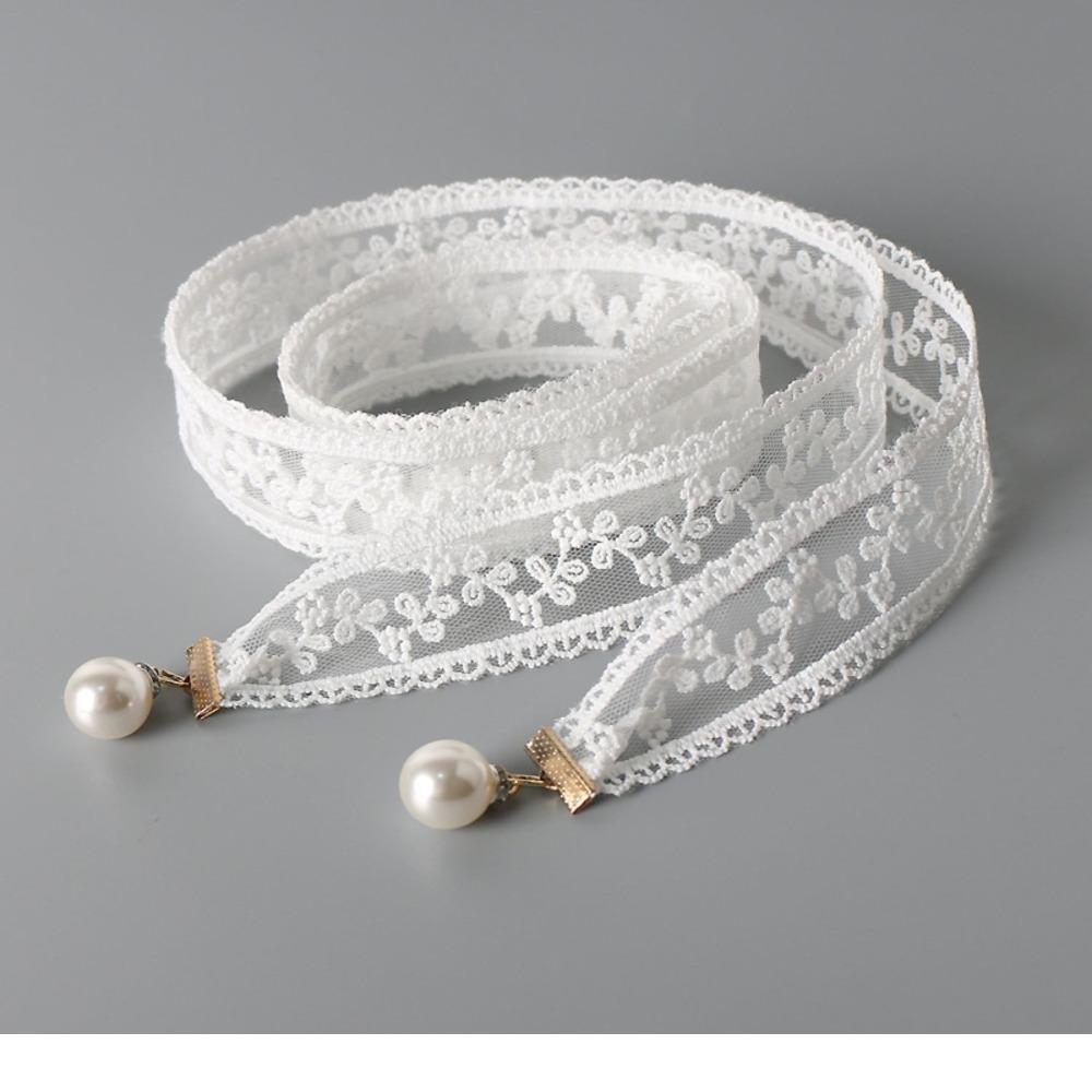 Versatile Casual Pearl Pendant Belt Sweet Design Elegant Style Lace Waist Belt Lightweight Chain Belt for Women