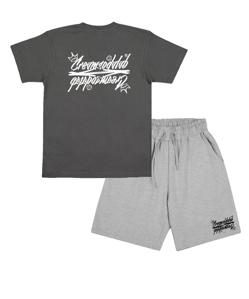 CREAM SODA LAB [2Pack] Crsdel Lettering Short Sleeve Shorts Set (Type B)