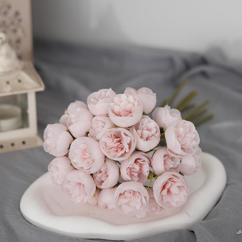 

27heads Pink Roses Peony Artificial Flowers Silk Bouquet for Table Vase Arrange Home Wedding Decoration Roses Fake Flowers рожевий