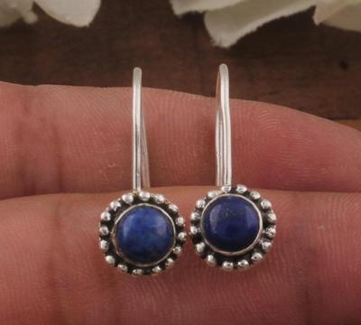 Lapis Lazuli Women Drops Earring Handmade Designer Earring Gift For Her Silver Jewelry Minimalist Earring 925 Silver Earring