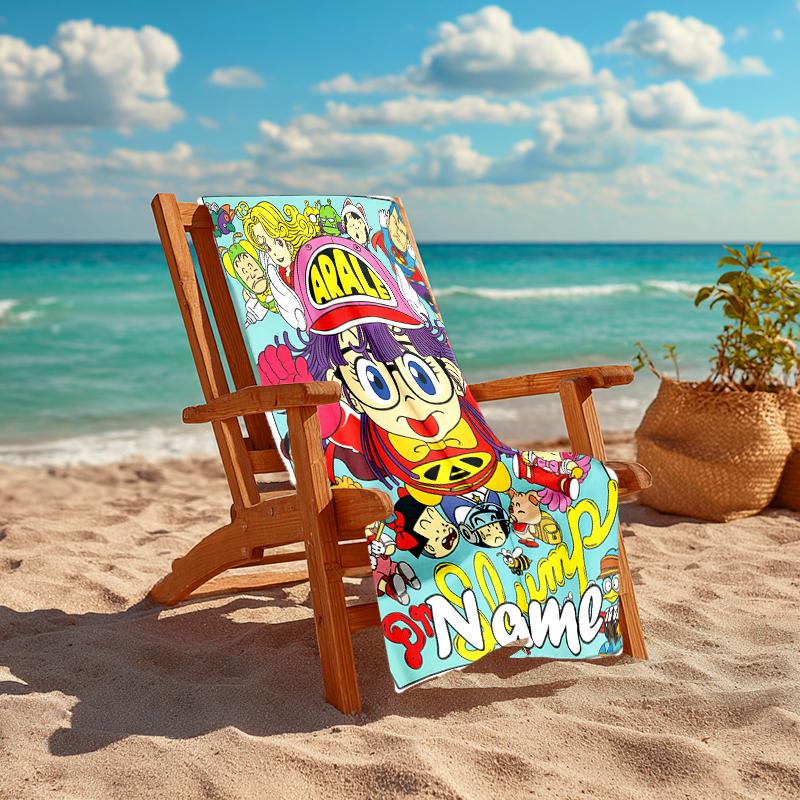 Personalized customized proof beach towel with Arale Norimaki  pattern - soft, absorbent, quick-drying, perfect swimming, camping&bathing