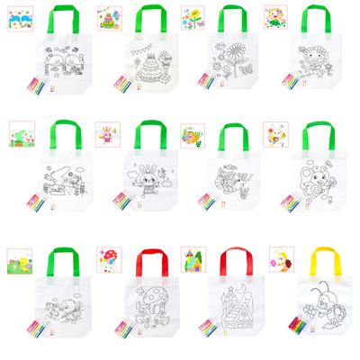 12pcs Graffiti Bags Non Woven Coloring Goodie Bags For Birthday Party Wedding Celebration Tea Party