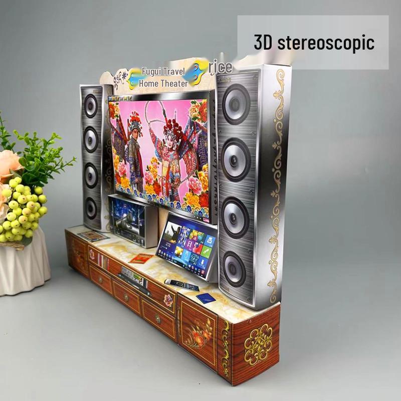 Underworld Stereo Home Theater: Paper-Mache Speakers and TV Cabinet Set for Sacrificial Ceremonies
