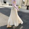 Spring Summer Women Mesh Half Length Skirt Women's Elastic High Waist Skirts Long Mermaid Female Bottoms for Slim Women