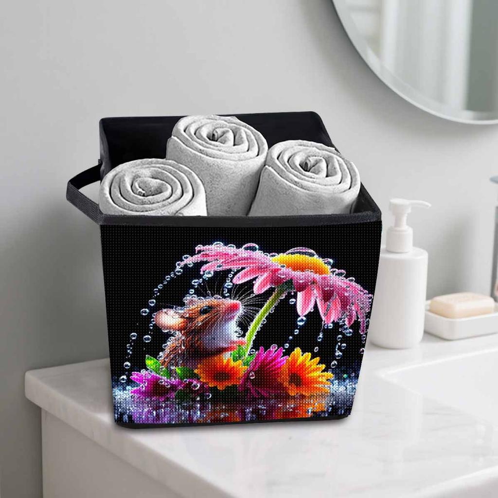Flowers and Mice 5D Diamond Painting Storage Basket Full Round Drill Mosaic Diamond Embroidery Cross Stitch Kits Home Decor Home Decor