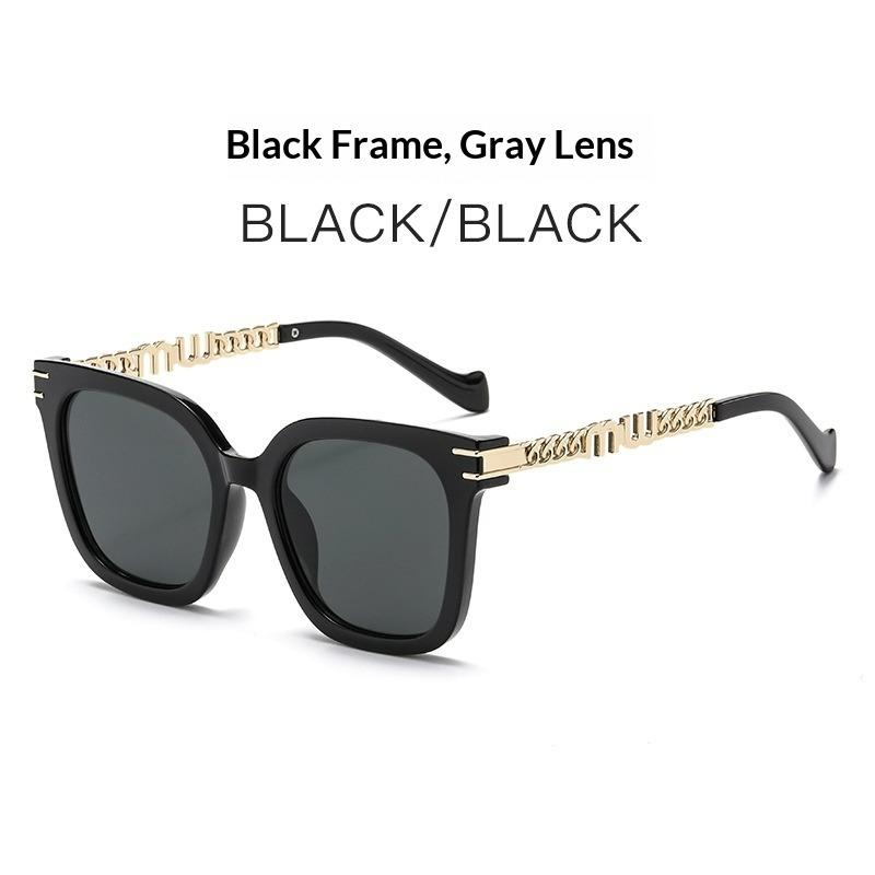 European and American Square Large Frame Chain Sunglasses Street Shooting Trend Men s and Women s Sunshade and UV Protection Sunglasses Women
