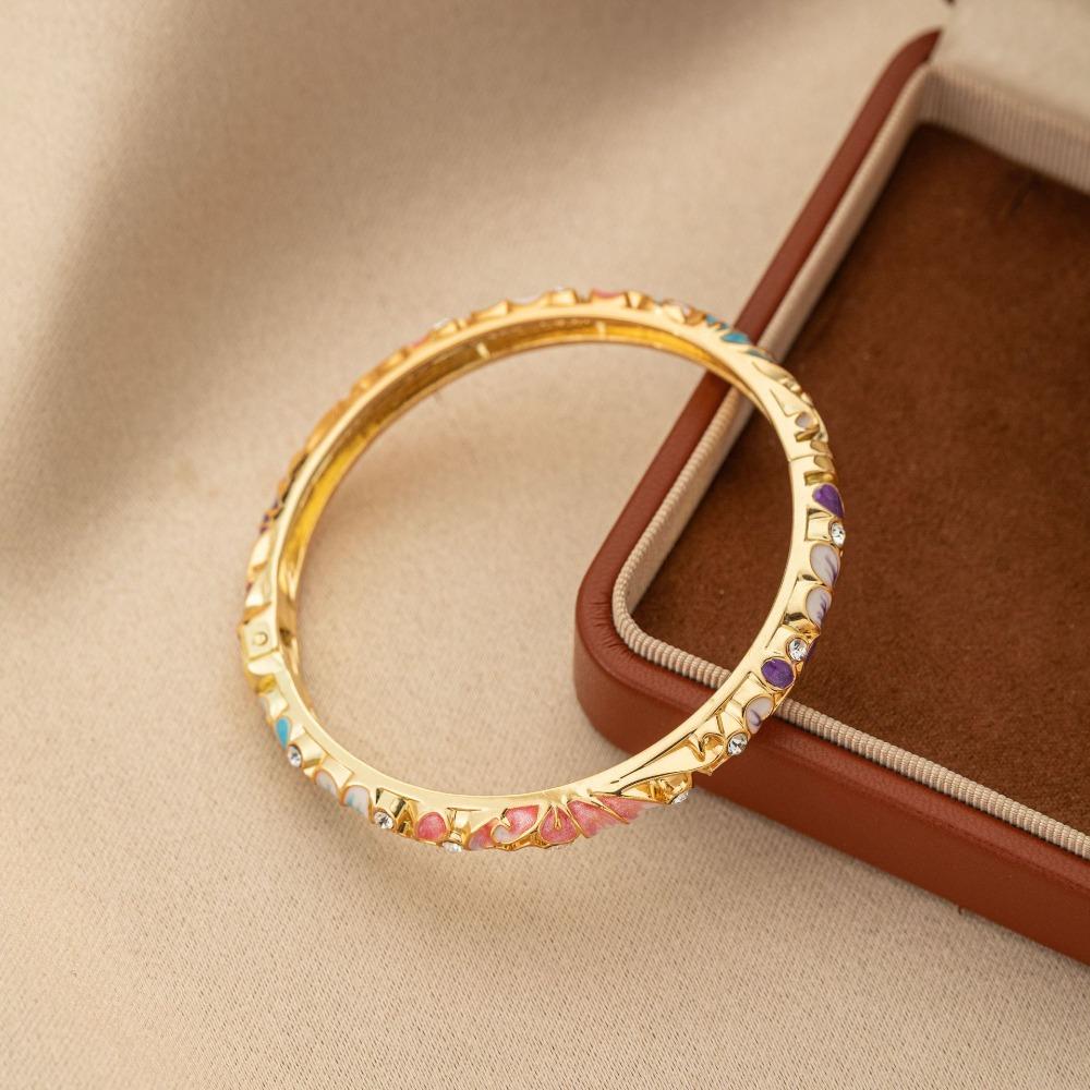 Zinc Zinc Alloy Material Enamel Oil-drip Floral Bracelet Chinese Cloisonne Bracelet Daily Jewelry style 4