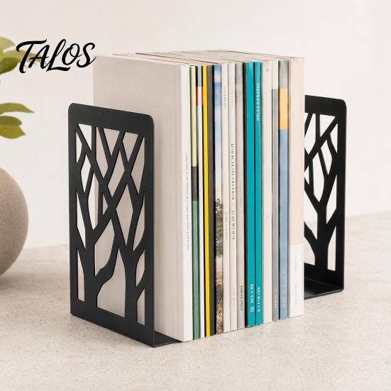 Tree Of Life Bookend 1 Pair of Decorative Bookends for Shelves, Heavy Duty Bookshelf L-shaped Organizer, Hollow Book Holder Stoppers Desk, Office