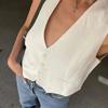 Fashion Women Vest Sleeveless Vests for Women Chic V-Neck Single-Breasted Ladies Elegant White Waistcoat Tops