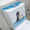 Cute Swimming Penguin Toilet Sticker Waterproof Easy Remove Decal for Toilet Lid Apartment Bathroom Budget Makeover
