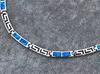 Minimalist Square Blue Natural Opal Gold Plated Unisex Necklace-Trendy Link Chain for Daily & Party Wear Anniversary Occasion