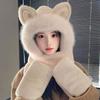 Autumn and winter plush hat scarf gloves integrated three-piece set warm and cold-proof thickened winter hat cute cycling ear protection tide