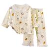 Summer Floral Lace Cotton Pajama Set for Girls: Nine-Sleeve Korean Style Air Conditioning Homewear