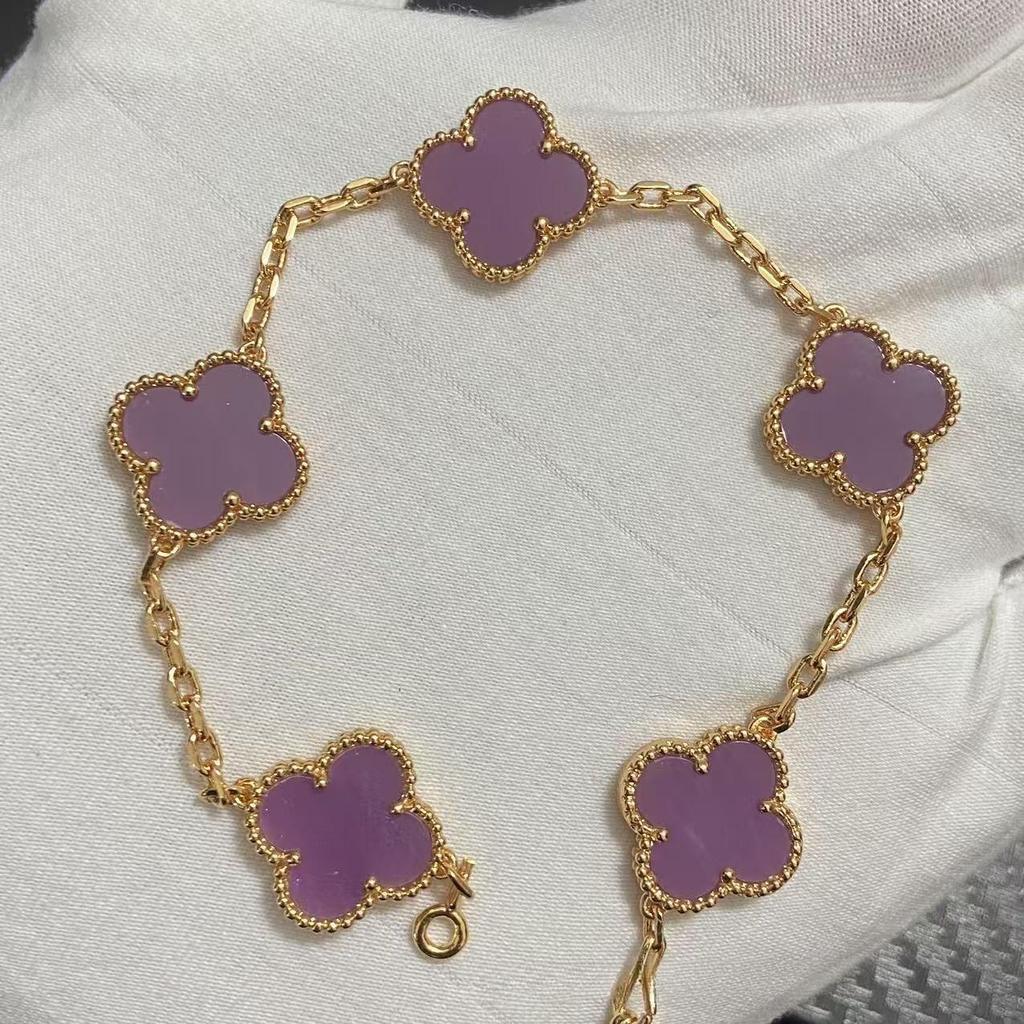 Nuova Versione Bracciale Quadrifoglio Cinque Fiori Agata Rossa Naturale Madreperla Bianca Bracciale da Donna Bracciale Laser