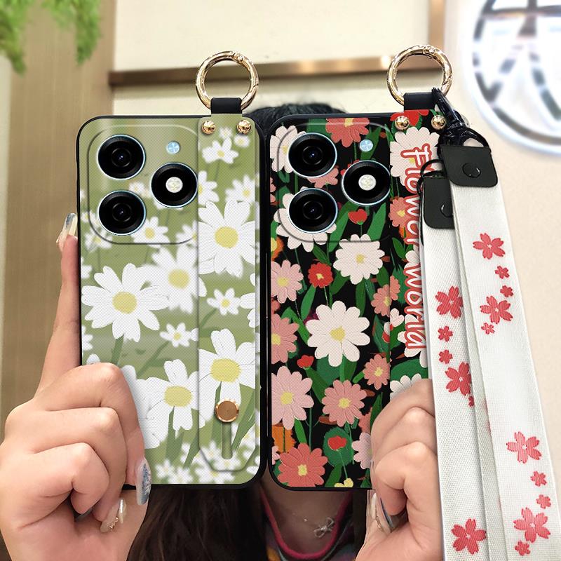 Fashion Design Durable Phone Case For Tecno Spark20/KJ5 Flower Anti-knock Phone Holder Anti-dust Dirt-resistant Ring
