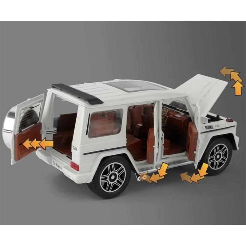 1/24 Benz G63 SUV Model auta ze slitiny Diecast & Hračka Kovové terénní vozidlo Model auta Simulace Zvuk Světlo Sběratelská hračka Dárek