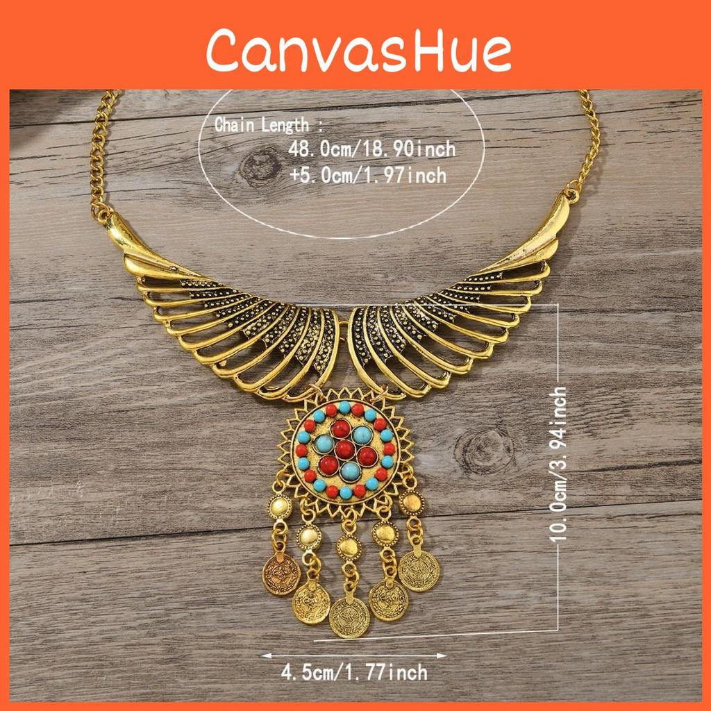 Bohemian Angel Wing Jewelry With Coin And Tassel Elements For Fall Fashion Accessories